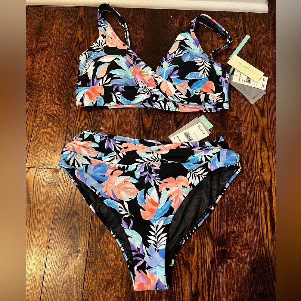 Sea Level Swim Botanical Wrap Bikini BNWT